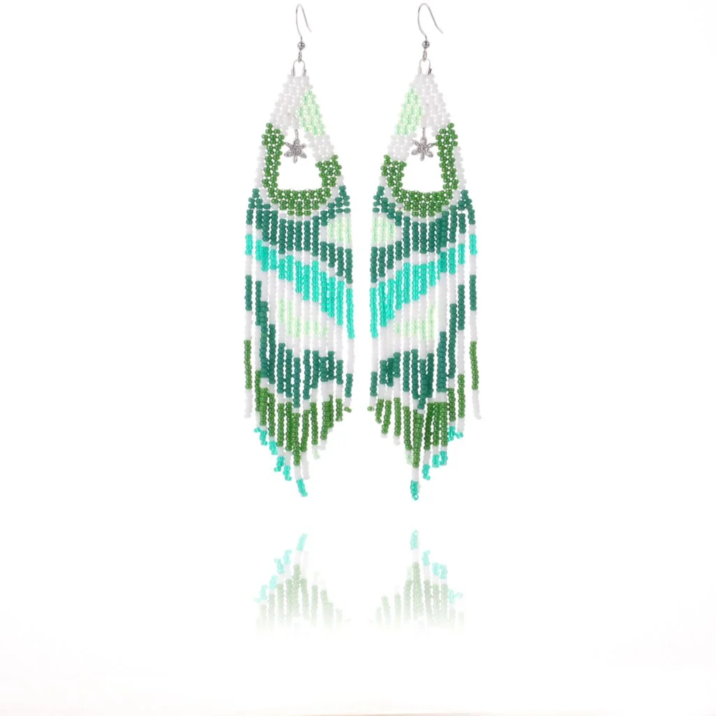 Bohemian Rainbow Beaded Fringe Earrings