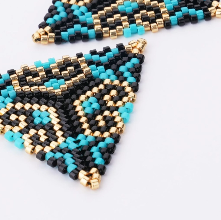 Aztec Triangle Beaded Statement Earrings
