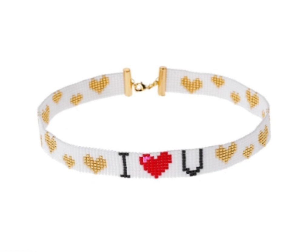 Japanese miyuki seed bead heart necklace