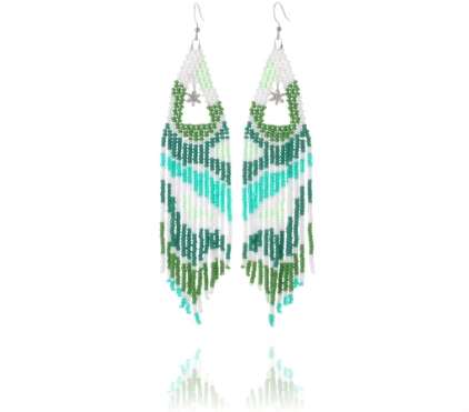 Bohemian Rainbow Beaded Fringe Earrings