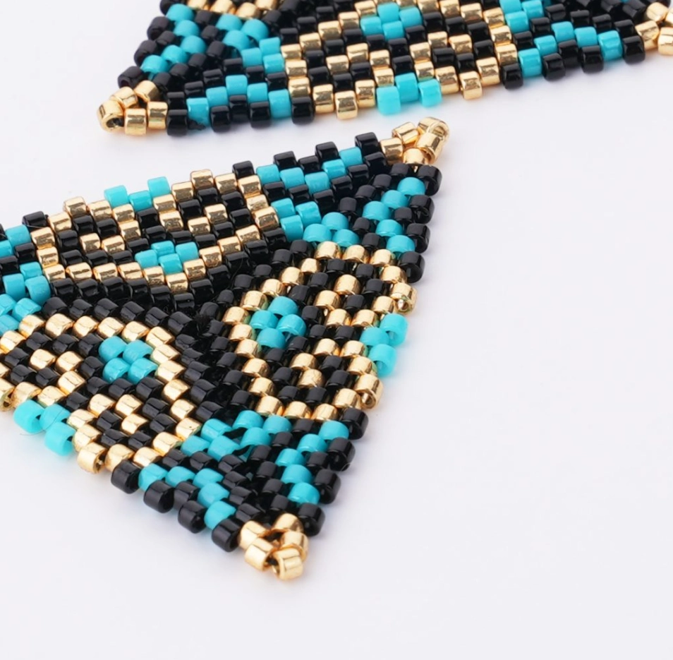 Aztec Triangle Beaded Statement Earrings