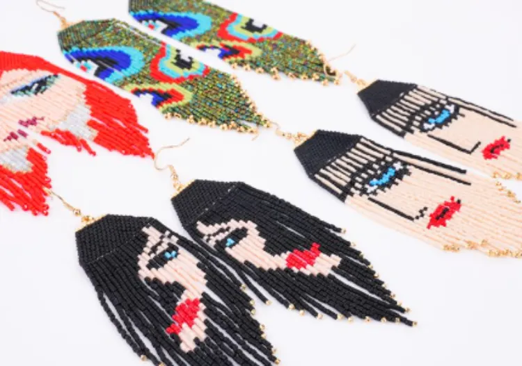 Avant-Garde Pop Art Beaded Earrings Collection