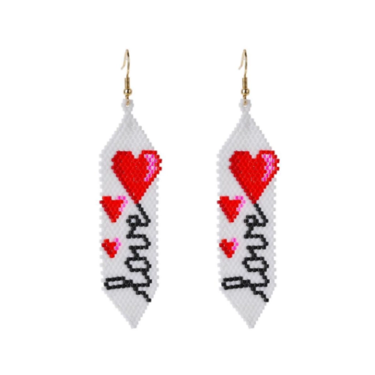 Japanese Miyuki Seed Bead Heart Earrings