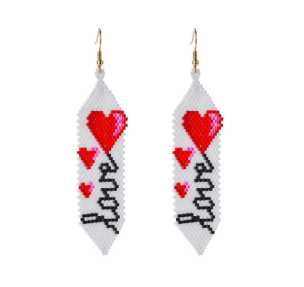 Japanese Miyuki Seed Bead Heart Earrings