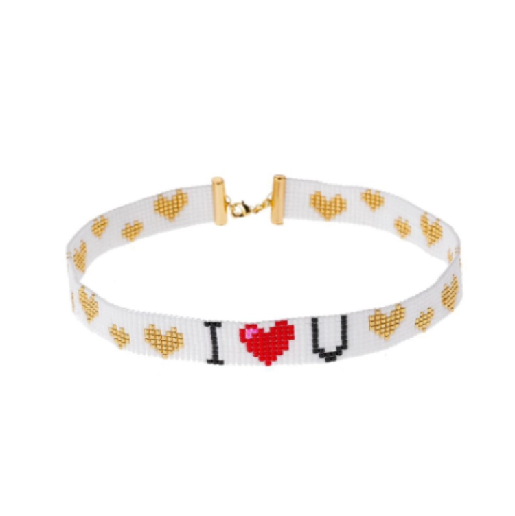 Japanese Miyuki Seed Bead Heart Necklace